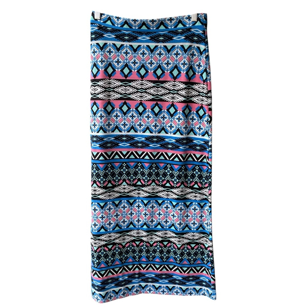 ambiance Apparel Skirt Maxi Aztec Print Preppy Business Casual Academia Consign